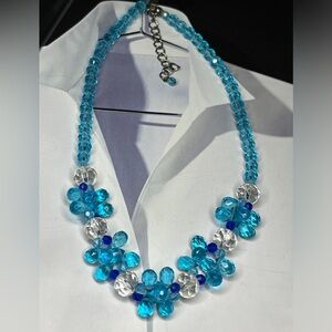 Blue & White Genuine Topez Vintage necklace STUNNING!! 925 19”